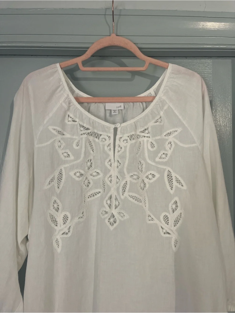 J. Jill White Embroidered Linen Tunic